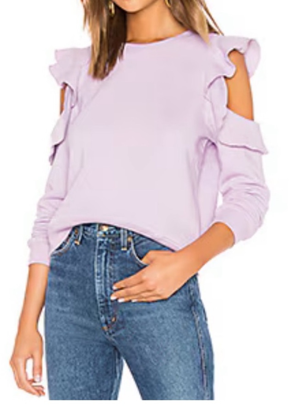 Rebecca Minkoff Lavender Gracie Ruffle Cold-Shoulder Top